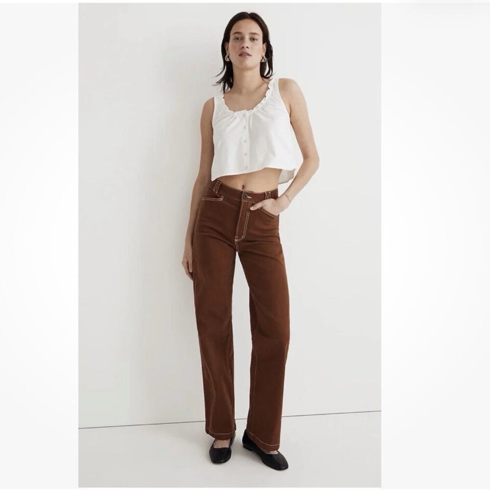 Madewell The Emmett Wide-Leg Jeans Size 30 Clifftop Brown Stitching Dyed Edition